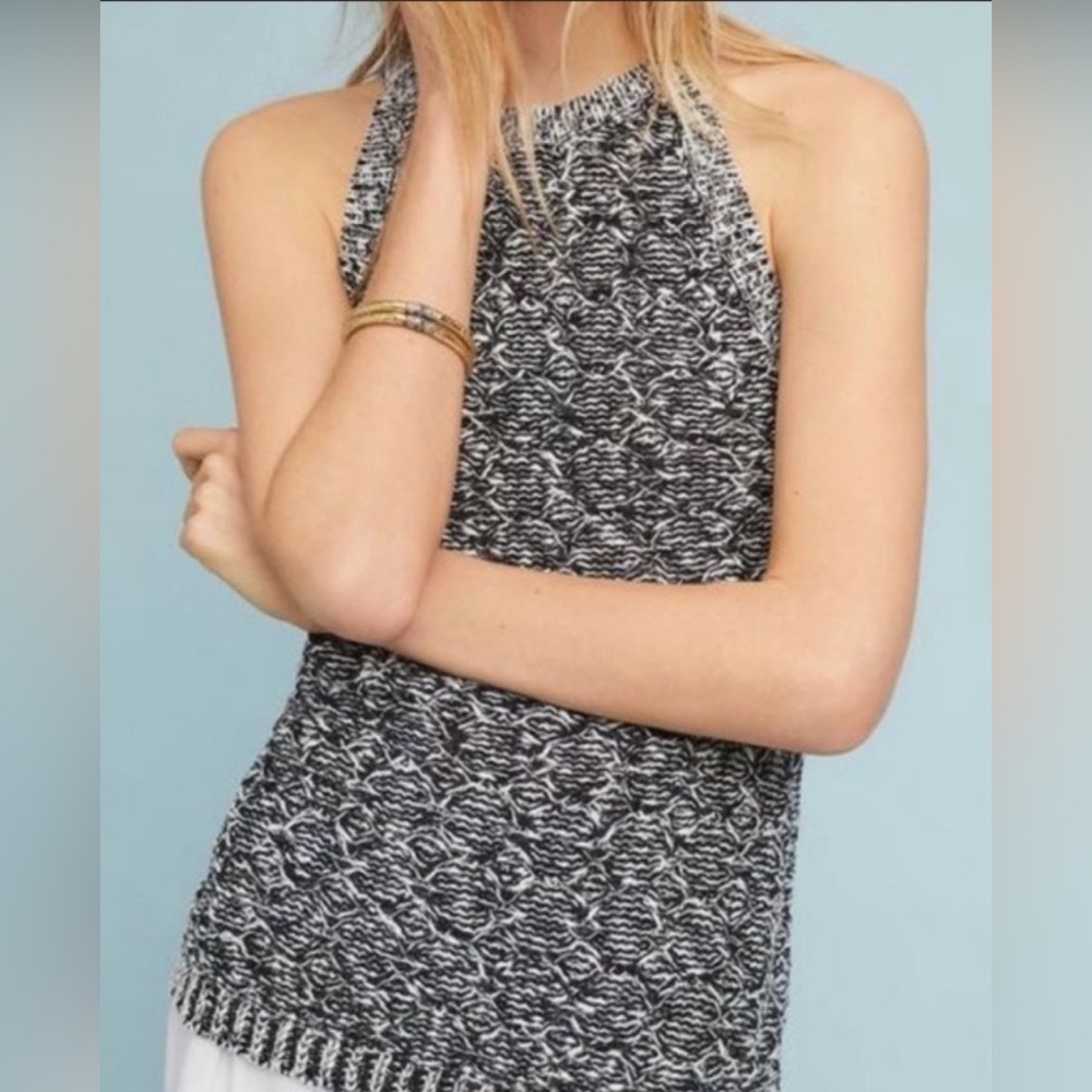 Anthropologie Moth Debussy Marled Textured Halter Knit Top